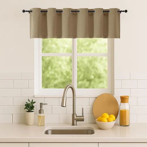 Vista 42 de Simplebrand Juego de 2 paneles de cenefa aguamarina para ventana de cocina de 14 pulgadas de largo, cortinas de oscurecimiento de habitación