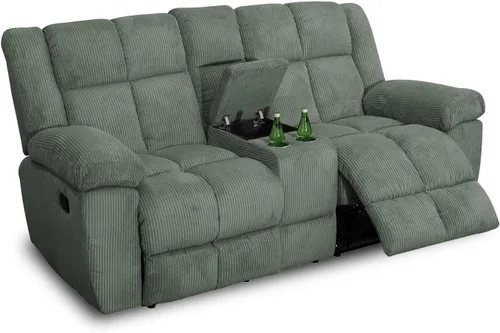 Vista 11 de Juego de sofá reclinable para muebles de sala de estar, juego de sofá y silla reclinable de pana verde, tela manual, sofá reclinable de 3 plazas