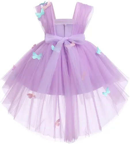 Vista 2 de Vestido de cumpleaños de mariposa para niñas pequeñas, vestido de tul alto y bajo de tul para bautizo, fiesta de boda, vestidos de tul para sesión