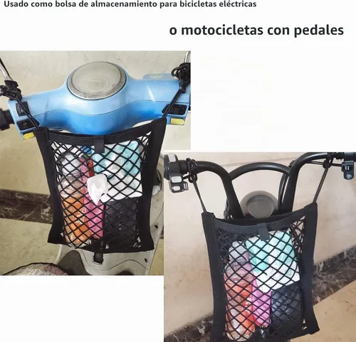 Vista 5 de Red de carga mejorada para almacenamiento de cascos de motocicleta, red elástica de doble capa de alta elasticidad de 11 x 9.8 pulgadas