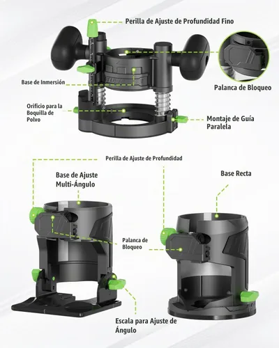 Vista 3 de WORKPRO Herramienta de perfilado compacta inalámbrica de 20 V, perfiladora de madera con 6 velocidades variables de hasta 30,000 RPM para biselado
