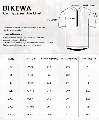Vista 7 de Bikewa Maillot de ciclismo para hombre que absorbe la humedad, manga corta, UPF media cremallera, ciclismo, ciclismo de carretera, camisas