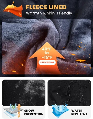 Vista 3 de TBMPOY Chaquetas de esquí para hombre, impermeables, para nieve, forro polar grueso, con capucha, para clima frío, cálido, trabajo en hielo al aire