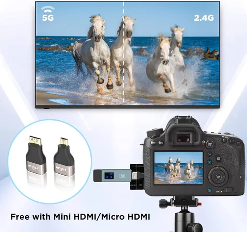 Vista 7 de Transmisor y receptor HDMI inalámbrico, extensor HD inalámbrico Plug & Play portátil 2.4G/5G con pantalla LED, kit HDMI inalámbrico para transmisión