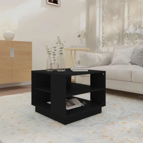 Vista 4 de Black Engineered Wood Coffee Table, 21.7" Square Modern Living Room Accent Table with Storage Shelf, Indoor Use, Easy Assembly
