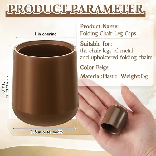 Vista 2 de Jetec 12 Pcs 1 Inch Folding Chair Leg Caps Heavy-Duty Plastic Chair End Caps Non-marring Furniture Glides Round Hardwood Floor Protectors (Brown,1in)