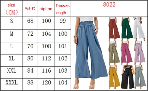 Vista 6 de Mtsebmves Pantalones palazzo de pierna ancha para mujer, elásticos, de cintura alta, holgados, palazzo, con bolsillos (verde, talla XL), Verde