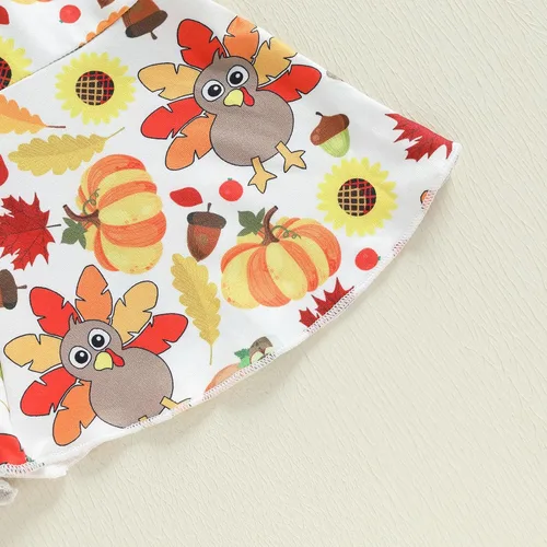 Vista 14 de BemeyourBBs Conjunto de sudadera de manga larga de pavo para niña con pantalones acampanados, ropa de otoño