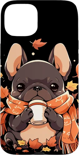 Vista 9 de French Bulldog Fall Autumn Pumpkin Spice Latte Frenchie Dog Case for iPhone 17