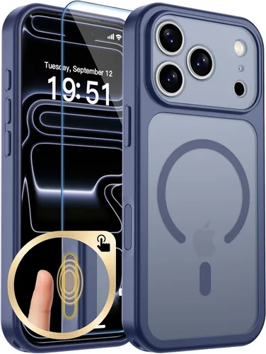 Vista 402 de zapica Funda magnética para iPhone Air, con protector de pantalla de vidrio templado, compatible con MagSafe, translúcida mate, a prueba de golpes