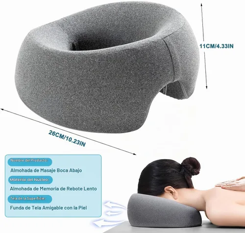 Vista 6 de Almohada prona, almohada boca abajo para dormir, cuna para mesa de masaje, espuma viscoelástica para masaje, oficina, hogar, viaje y artículos