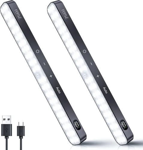 Vista 10 de Ferswe Luz de Sensor de Movimiento Interior Recargable, Pantalla de Nivel de Batería, 60 Luces LED de Sensor de Movimiento para Clóset, Control