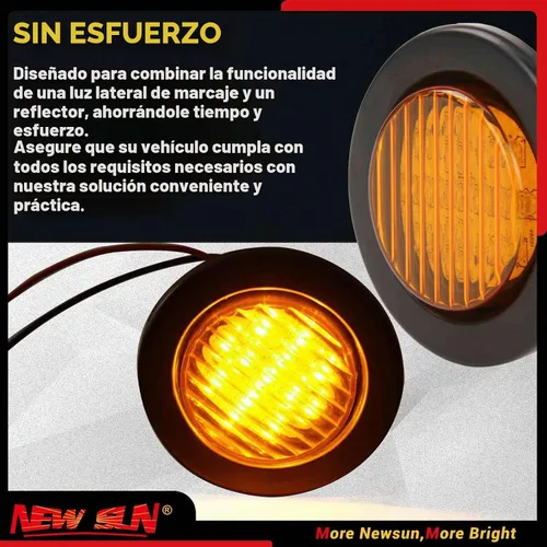 Vista 5 de NEW SUN Premium luces LED redondas de 2.5 pulgadas para remolque, 13 luces LED laterales, kits de luces de despeje con arandela y enchufe de 2 pines