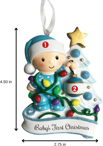 Vista 4 de Adorno de la primera Navidad del bebé 2025, árbol decorativo para bebé, recuerdo personalizado de vacaciones, adorno de mi primera Navidad