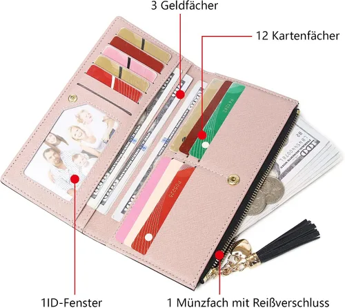 Vista 4 de Cartera delgada para mujer, billetera delgada para mujer, cartera delgada para mujer, carteras delgadas para mujer, billetera delgada y elegante