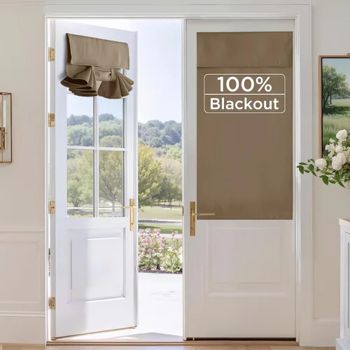 Vista 41 de RYB HOME 2 paneles 100% opacos para puerta de aula, 8 pulgadas de ancho x 36 pulgadas de largo, color beige biscotti, sin taladro, para ventana