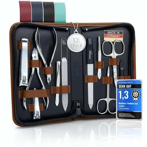 Vista 11 de Juego de manicura para mujeres y hombres – Kit de aseo profesional de 12 piezas con herramientas de primera calidad, funda de cuero genuino y lima