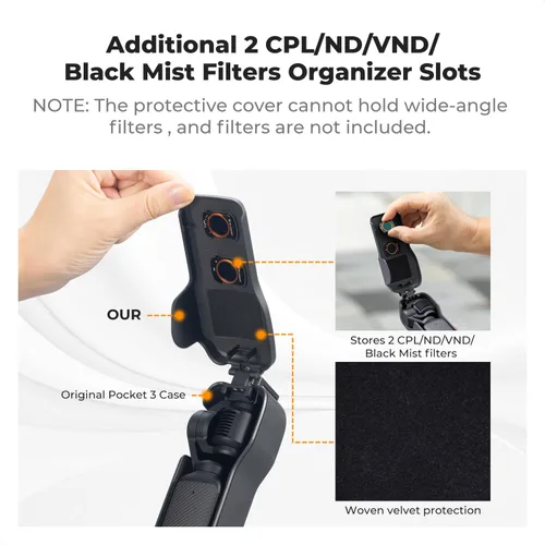 Vista 4 de K&F CONCEPT Funda protectora para lente de cardán compatible con DJI Osmo Pocket 3, DJI Pocket3, tapa de cámara, protector de lente interior suave