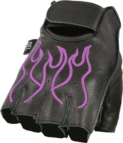 Vista 16 de Guantes Milwaukee Leather para hombre sin dedos para motocicleta Comodidad acolchada; alivio de vibración; bordado de llama