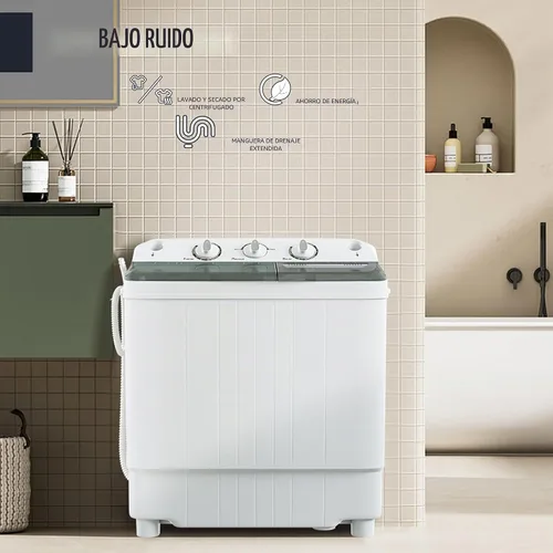 Vista 6 de Elevon Lavadora Portátil de Doble Tina de 9.9 Libras de Capacidad, (7.7 Libras) y Centrifugadora (2.2 Libras) Combo Mini Lavadora Compacta