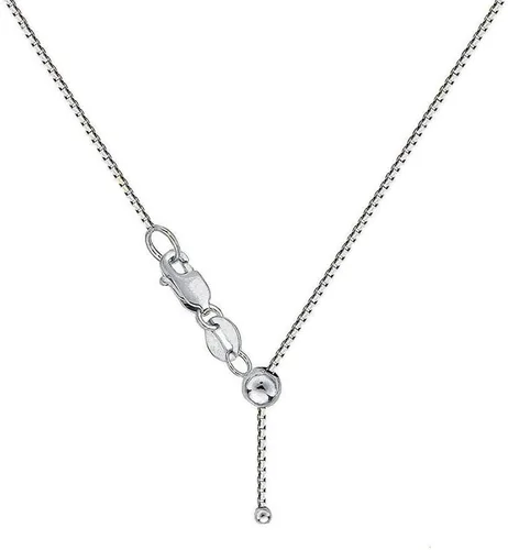 Vista 2 de Verona Jewelers Cadena ajustable de plata de ley 925, cadena de caja Bolo ajustable, cadena de caja de 0.059 in, ajustable de 24 pulgadas