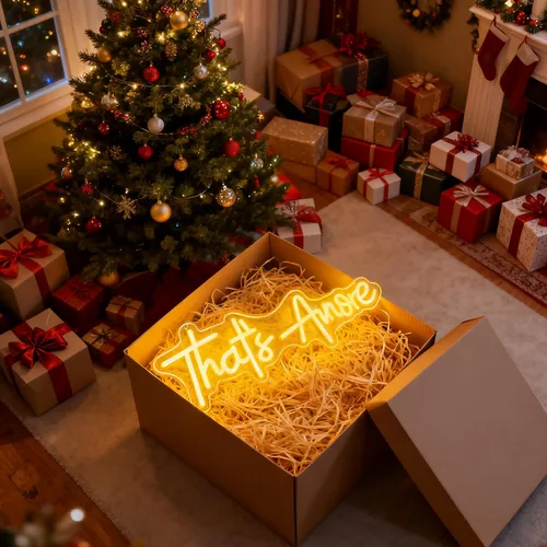 Vista 2 de Letrero de neón con texto en inglés "That's Amore", luz decorativa alimentada por USB, para dormitorio, sala de estar, hogar, mesa de pared