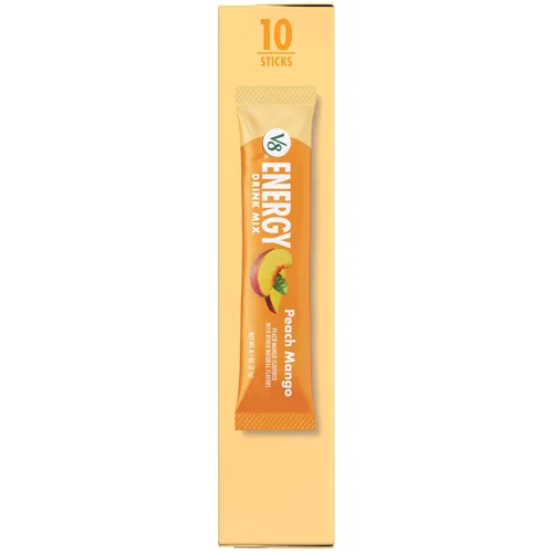 Vista 9 de V8 Energy Peach Mango - Bebida energética en polvo, paquete de 0.10 onzas (10 unidades)