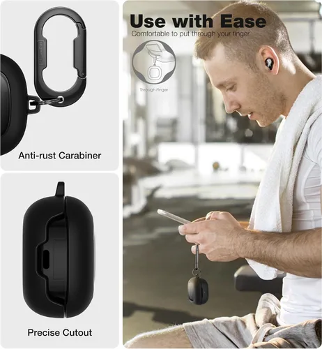 Vista 6 de SURITCH Funda protectora para Samsung Galaxy Buds FE (2023)/Buds 2 Pro (2022)/Buds 2 (2021)/Buds Pro (2021) Buds Live (2020), funda para auriculares