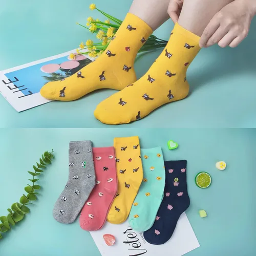 Vista 6 de 5 Pairs Womens Funny socks Cozy Cute Printed Patterned Fun Socks Novelty Cat Socks for Women Gifts
