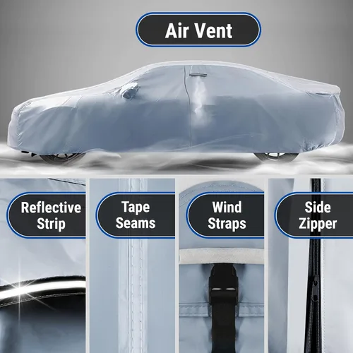Vista 5 de Se ajusta a Ford Mustang Shelby 2016-2024 con ala alta, cubierta para automóvil de forma ajustada, acolchada, cubierta exterior completa impermeable