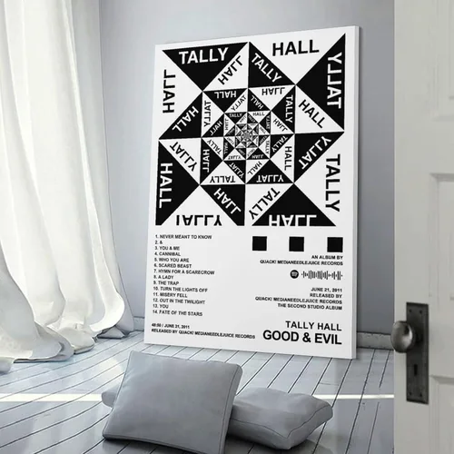 Vista 3 de Tally Hall - Póster en lienzo para portada de álbum Good & Evil para habitación, regalo estético, estilo marco, 12 x 18 pulgadas (11.8 x 17.7 in)