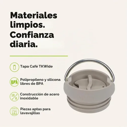 Vista 3 de Klean Kanteen TKWide - Tapa de café aislada a prueba de fugas, sin BPA, apta para lavavajillas, color gris pardo