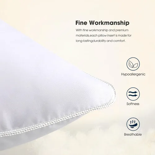 Vista 3 de WINGLAM, Rellenos de almohada, almohadas decorativas, relleno de funda, blanco, paquete de 2, 26 x 26 pulgadas, hipoalergénico, poliéster, ultra