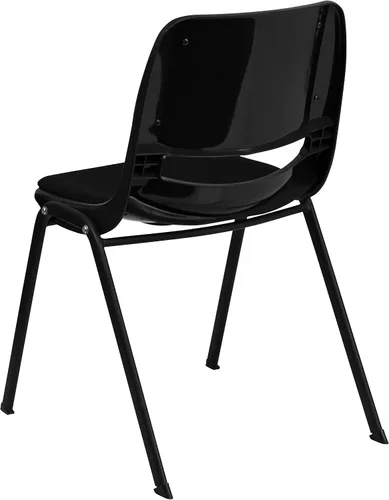 Vista 7 de EMMA + OLIVER Silla apilable ergonómica acolchada negra para estudiantes - aula/silla de invitados