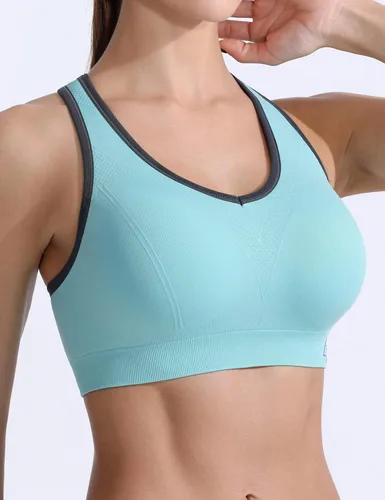 Vista 2 de FITTIN - Brasier deportivo con espalda cruzada para mujer soporte acolchado de alto impacto sin costuras para yoga gimnasio entrenamiento y Fitness