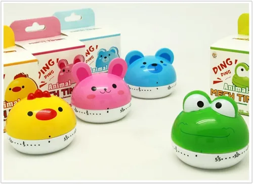 Vista 7 de Lindos temporizadores de animales de dibujos animados mini 55 minutos de cocina mecánica temporizador de cocina reloj contadores de alarma fuerte