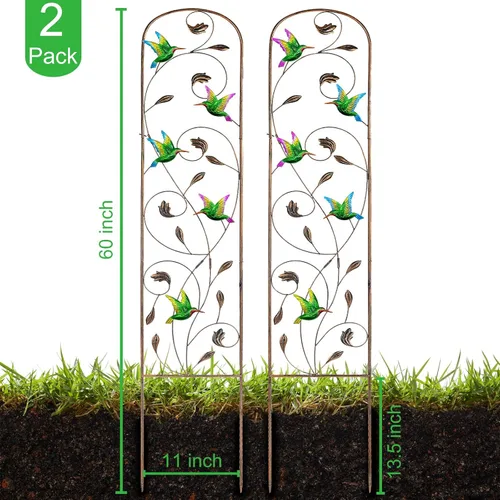 Vista 2 de SUNNYPARK Juego de 2 enrejados de jardín de metal con forma de colibrí para plantas trepadoras, enrejado decorativo para verduras y flores