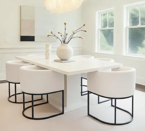 Vista 63 de HNY Silla de comedor moderna de mediados de siglo tapizada en forma de barril, negra, con brazos, silla de cocina y comedor de cuero, silla auxiliar