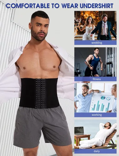Vista 6 de Faja moldeadora de cintura para hombres, faja moldeadora de abdomen, banda de apoyo para la espalda, cinturón moldeador de cuerpo