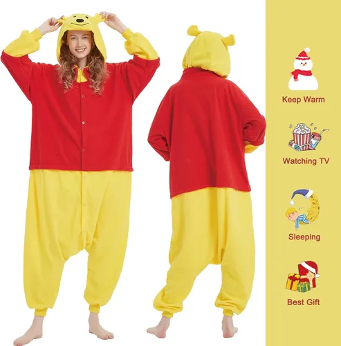 Vista 4 de SWEETXIN Pijama unisex para adultos y niños, para Halloween, Navidad, ropa de dormir, traje de cosplay para mujeres y hombres