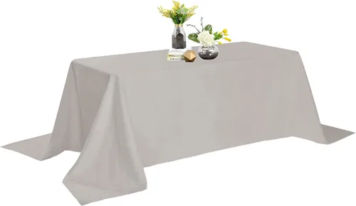 Vista 134 de Mantel de poliéster lavable de 132 pulgadas, resistente a las manchas y a las arrugas, mantel decorativo para mesa de comedor, fiestas de bufé