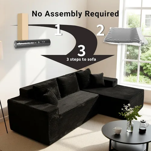 Vista 7 de YDN Sofá de sofá deshuesado de 110 pulgadas, sofás seccionales para sala de estar, sofá nube con diván, juego de sofá modular en forma de L, diván