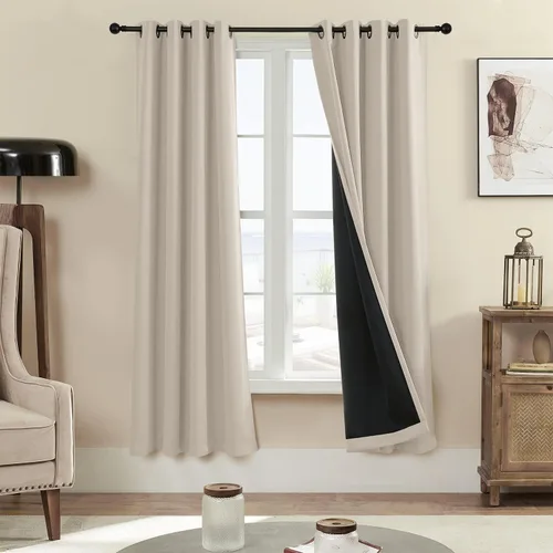 Vista 40 de Rutterllow - Cortinas 100% opacas, paneles de cortina con ojales, aislamiento térmico y bloqueo de luz para habitación y sala de estar