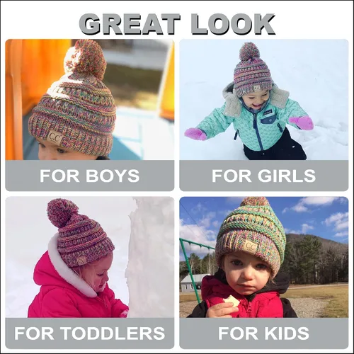 Vista 5 de Funky Junque Gorro de invierno con pompón de punto trenzado para niños