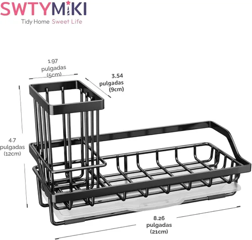 Vista 6 de SWTYMIKI Organizador de Fregadero para Esponja - Organizador de Cocina con Soporte de Cepillo Alto para Encimera para Mantener Jabones y Esponjas