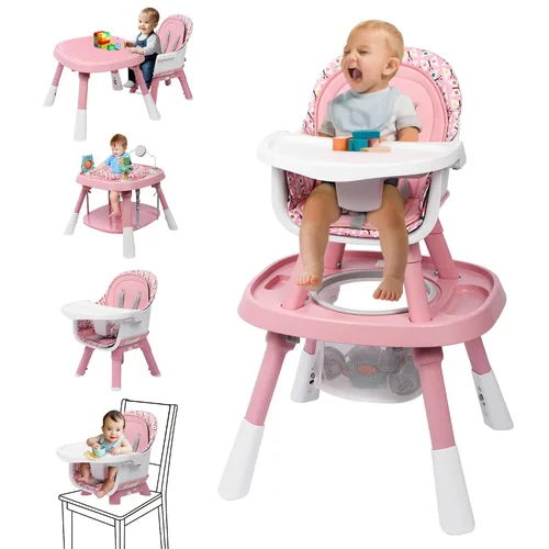 Vista 11 de Xilingol Silla alta convertible 15 en 1, silla alta 2 en 1 para bebé y centro de actividades con juguetes, asiento elevador, mesa de bloques de Negro