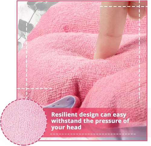 Vista 5 de Almohada inflable de baño de 3 piezas con ventosas, cubierta de tela de rizo en forma de concha para bañera o spa, cojín cómodo y suave, soporte