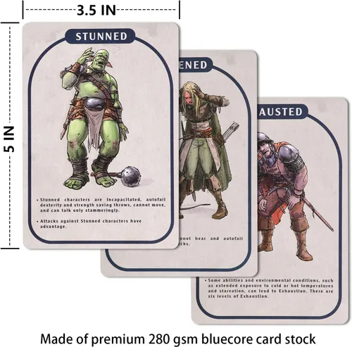 Vista 6 de Tarjetas de condición para la quinta edición Compatible con Calabozos y Dragones (D&D) para uso por accesorios Dungeon Master Regalos DND