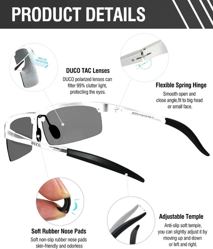 Vista 3 de Duco - Gafas de sol deportivas polarizadas para hombre con protección UV 8177s