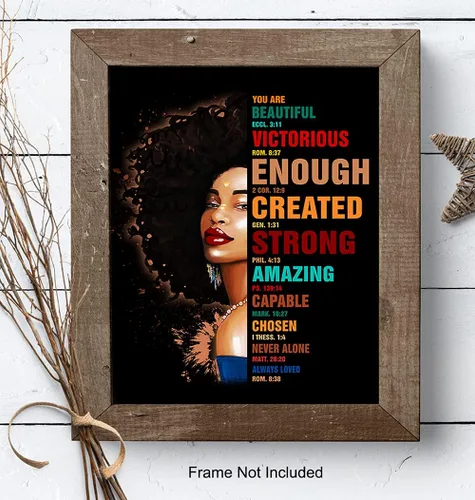 Vista 8 de God Says You Are African American - Arte de pared y decoración – Regalos de aliento religioso para mujeres negras – Afirmaciones cristianas – Salmos